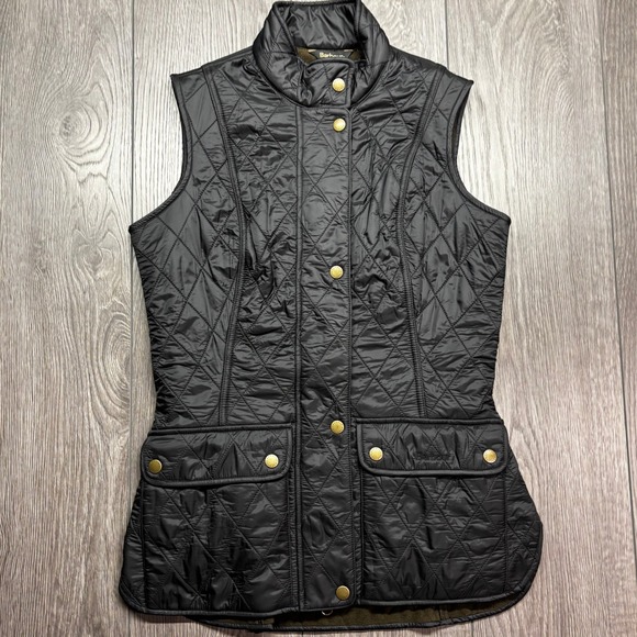 Barbour Jackets & Blazers - Barbour Wray Gilet Black Quilted Fleece Lined Vest LGI0017 Women US 4 UK 8